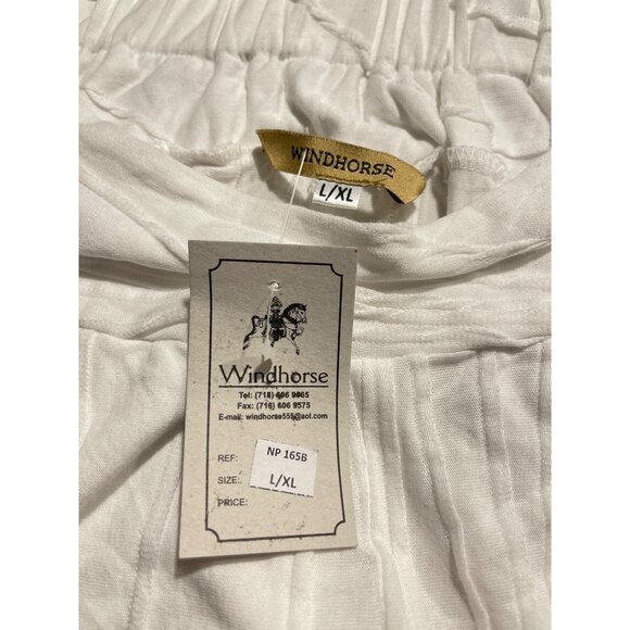 Windhorse Womens White Flowy Boho Cotton Elastic Waist Wide-Leg Pants L/XL - Picture 5 of 17